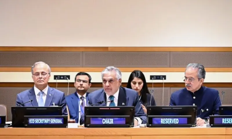 At ECO meeting, Dar voices concern over regional, Middle East security situation