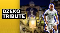 Giant Dzeko shirt unveiled in Sarajevo to mark retirement