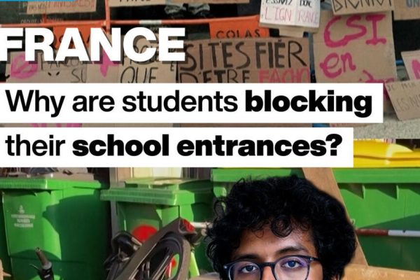 Why are French students blocking their school entrances?